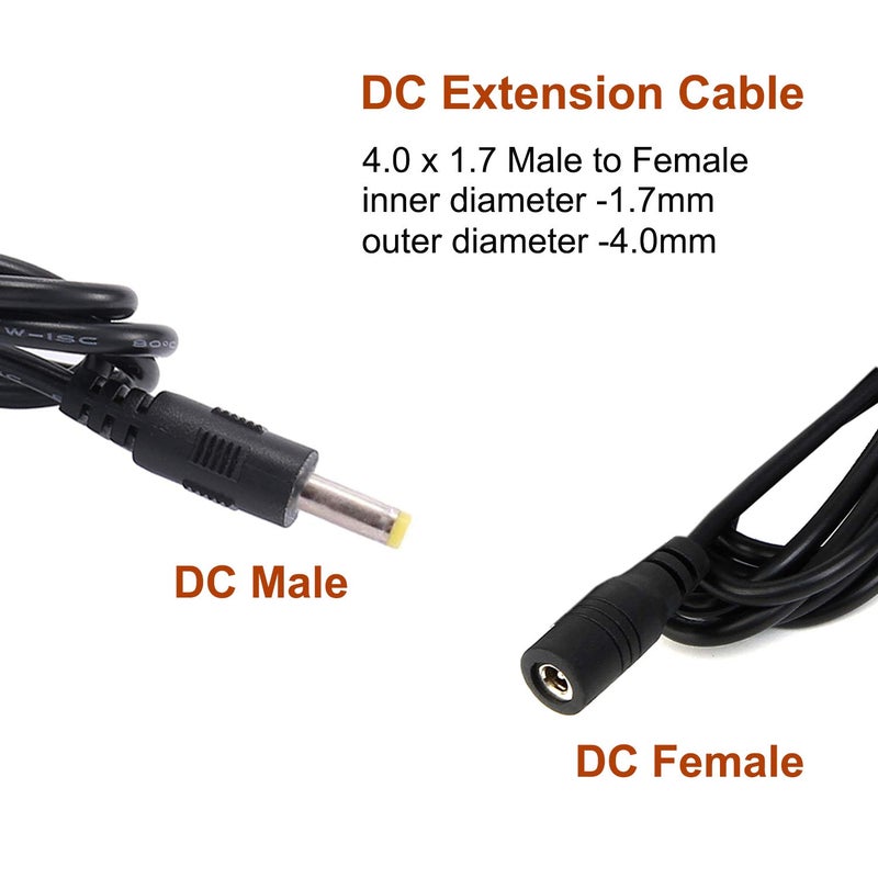 COOLM 5ft 4.0mm x 1.7mm Female to 4.0mm x 1.7mm Male Plug Extension Cable DC Power Adapter Cable 1.5 Meters (5 FT) - Image 5